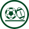 Soccer ball and football on a field.
