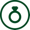 Green ring with diamond-shaped stone.
